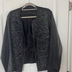 Ivanka Trump Black and Gray Leather Jacket